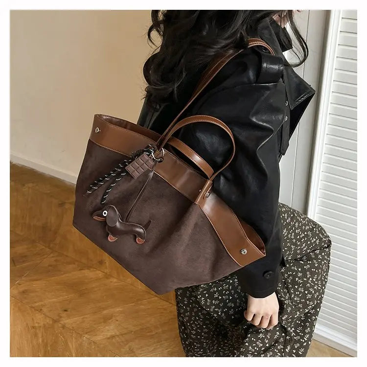 Bolso de hombro de piel suave de gamuza para mujer | Estilo casual de lujo