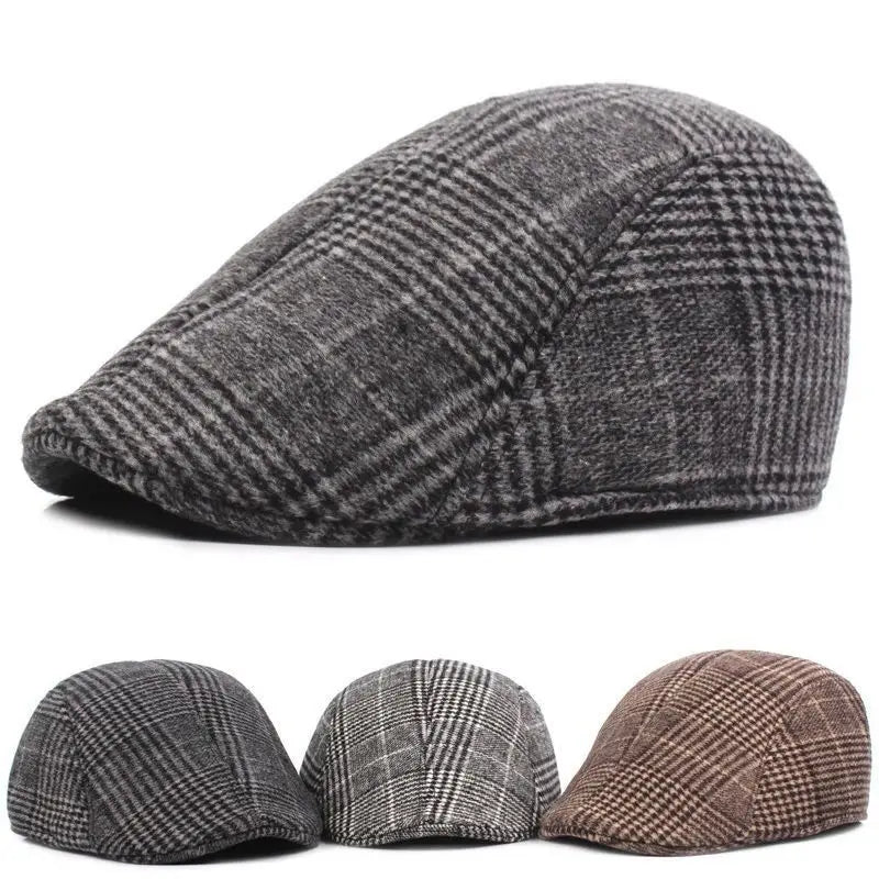 Men's Plaid Newsboy Beret Hat | Retro Octagonal Cap for All Seasons