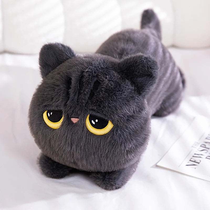 Cute Black Cat Plush Pillow | Soft Nap Cushion for Home & Office