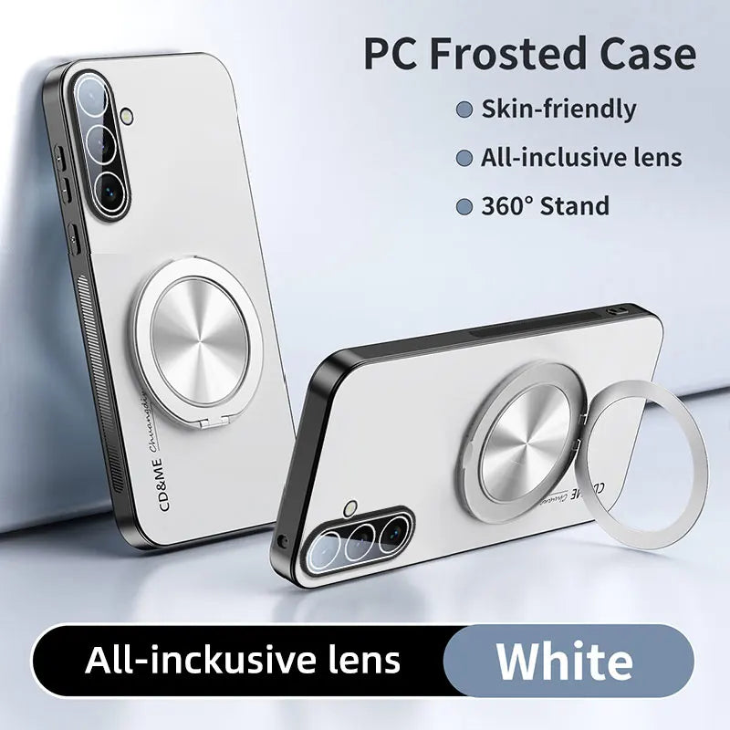 Luxury AG Matte Case For Samsung Galaxy A06 A16 A26 A36 A56 Magnetic PC Frosted 360 Degree Bracket Stand Protective Cover