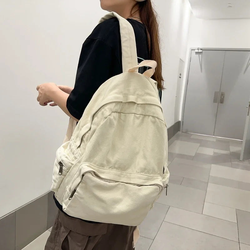 Vintage Washed Canvas Backpack | Stylish School & Travel Bag