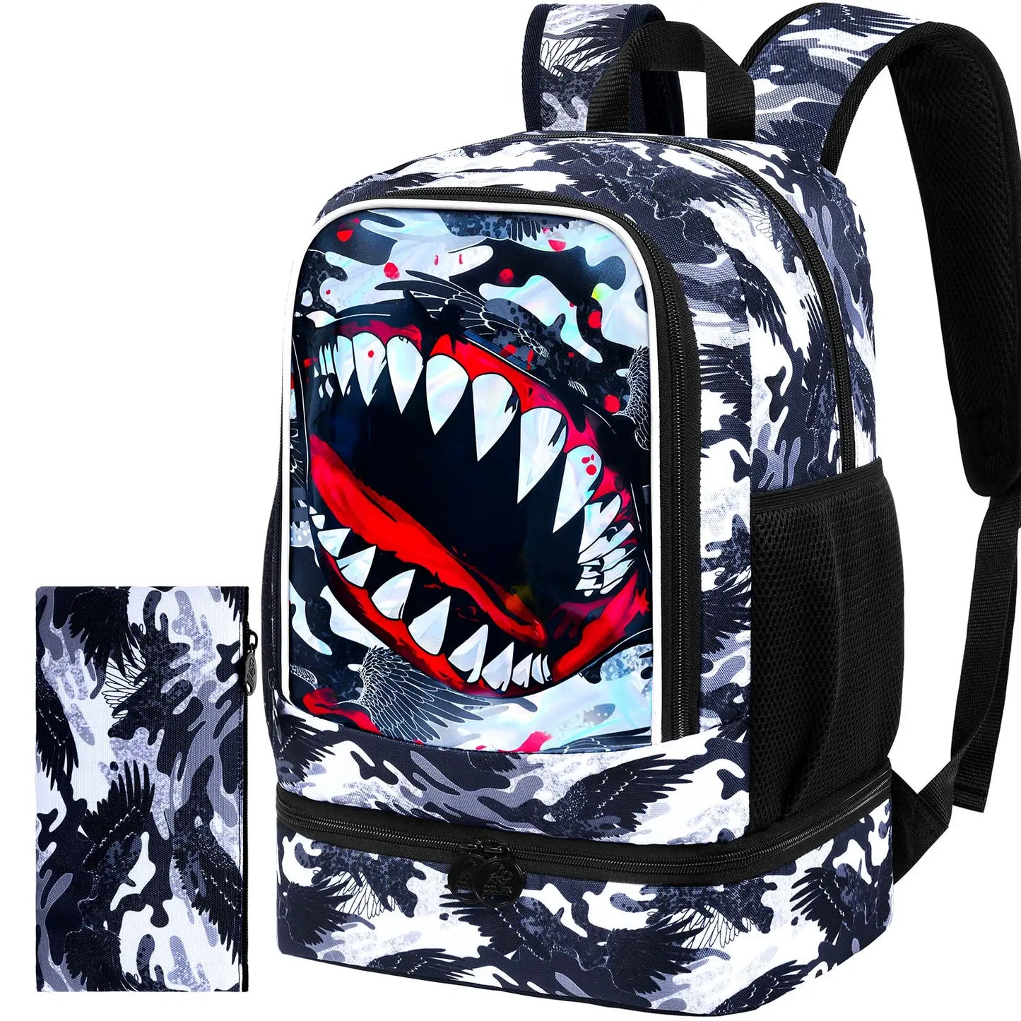 2 In 1 Shark Backpack with Lunch Box | Fun Kids Bookbag