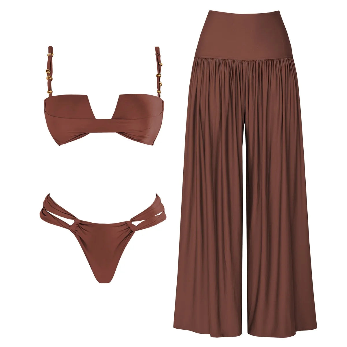 Stylish Bandeau 3-Piece Bikini Set for Women | Perfect Summer Swimwear