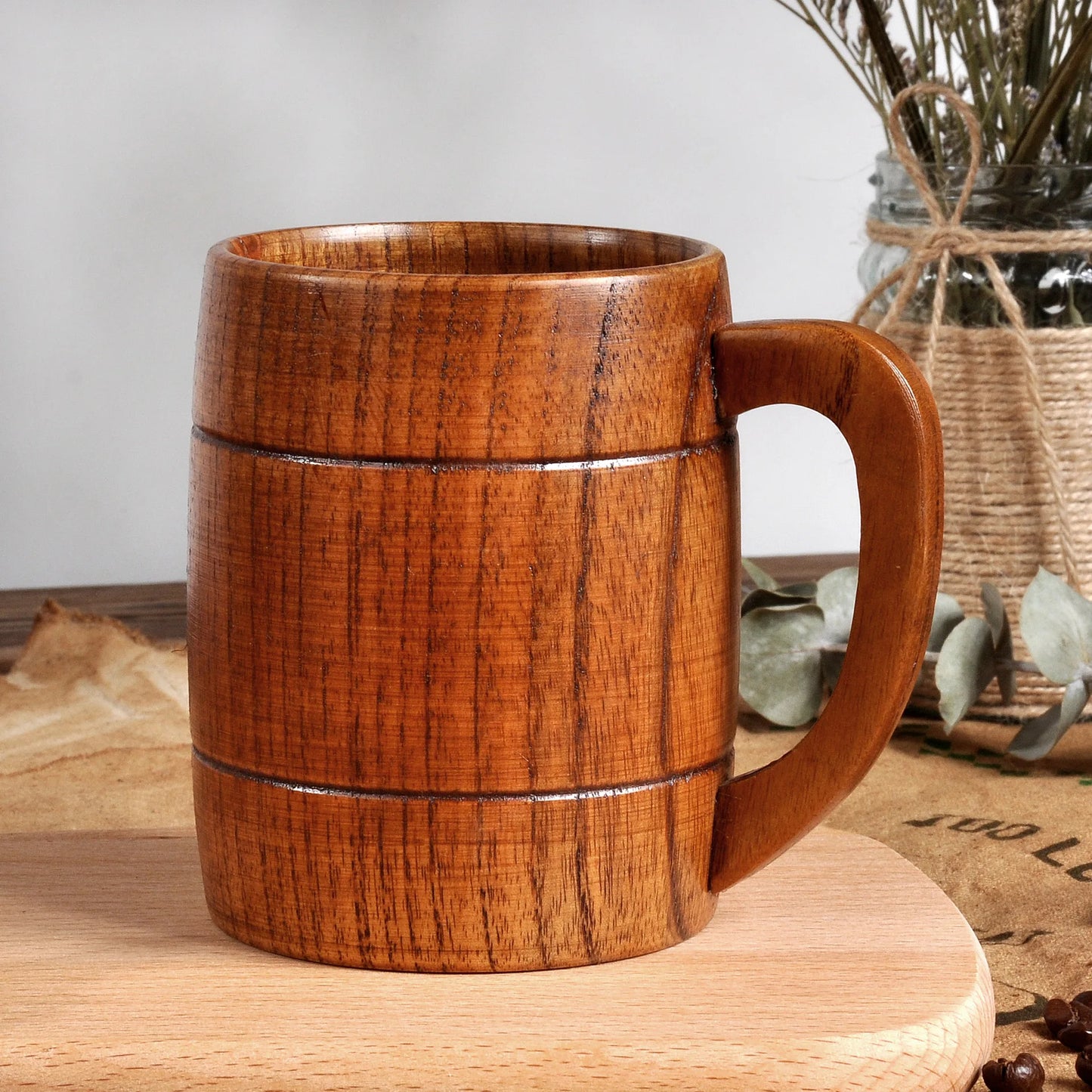 320ml Handcrafted Wooden Coffee Mug | Eco-Friendly Vintage Drinkware