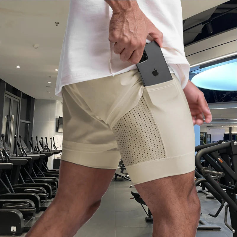 Men's 2-in-1 Running Shorts | Breathable Double Layer Fitness Gear
