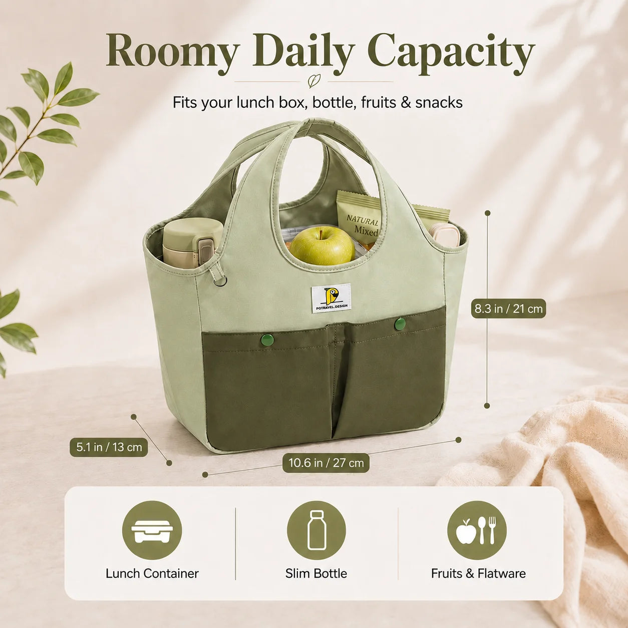 Insulated Lunch Bag Tote Waterproof Portable Large Capacity Bento Box Bag Thermal Cooler Handbag for Office School Picnic