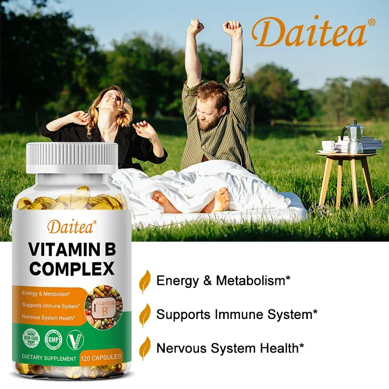 Organic Vitamin B Complex for Energy & Immune Support - 120 Capsules