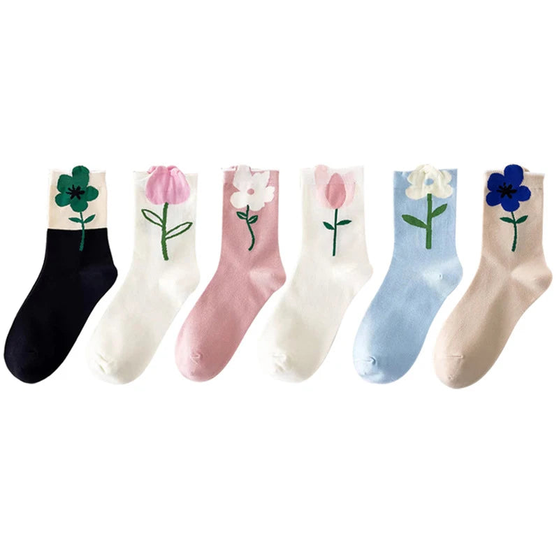 Women's Cartoon Flower Candy Color Socks | Stylish & Comfortable