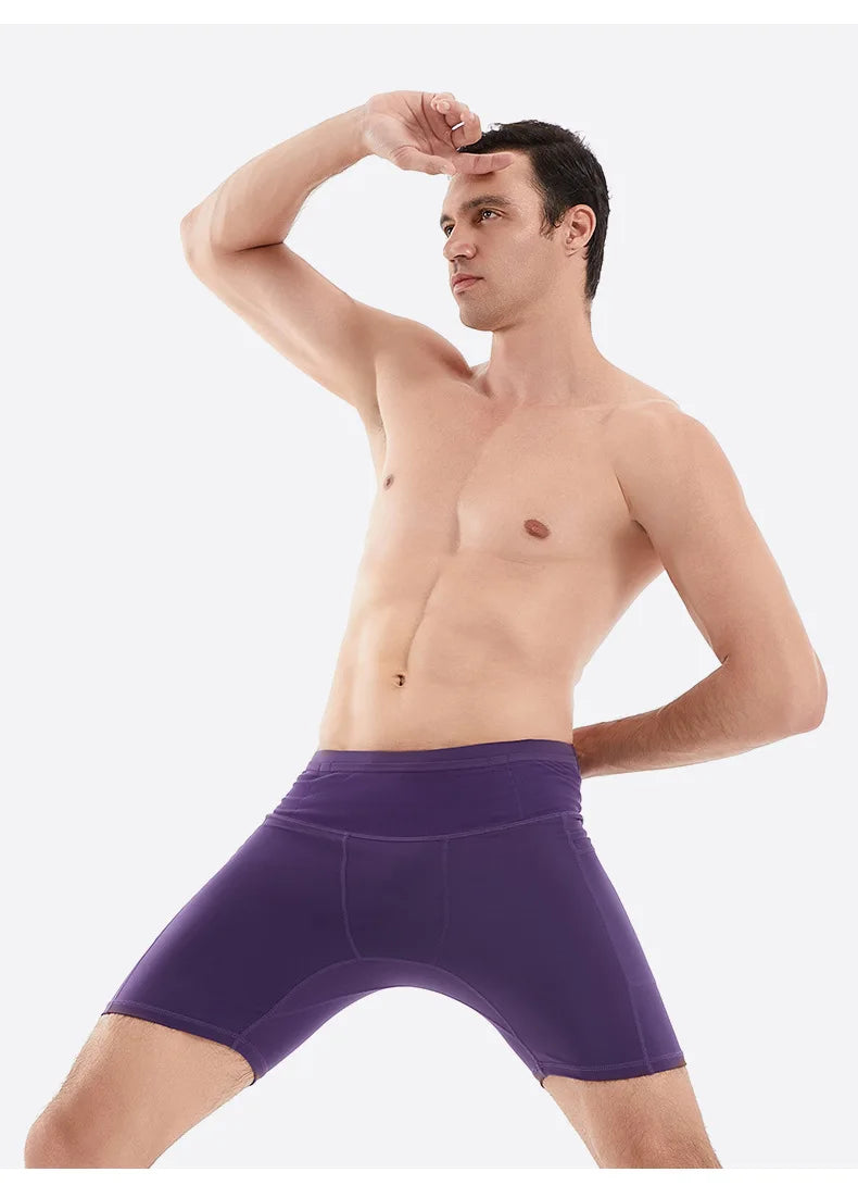 Quarter Length Compression Running Shorts with Multi-Pockets