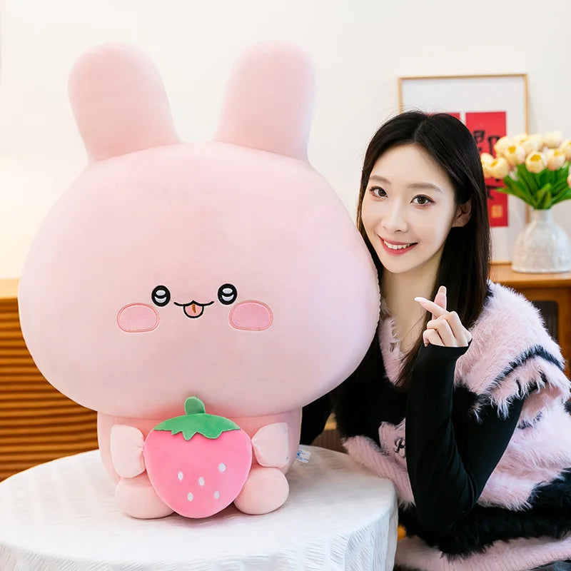 Large Pink Rabbit Plush Toy | Funny Expression Kids Stuffed Animal