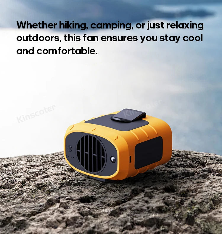 8000mAh Outdoor Waist Fan | Portable Bladeless Neck Fan with Lights