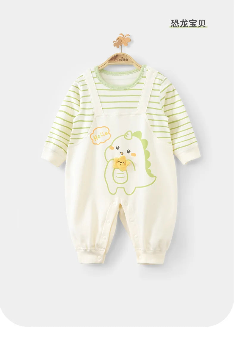 Unisex Baby Autumn Romper | Soft Cotton Long-Sleeve Jumpsuit