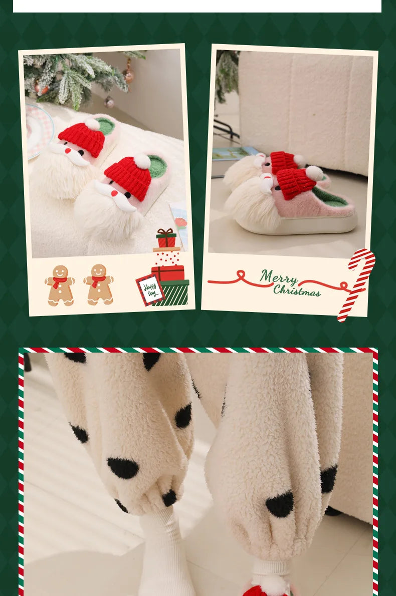 Women's Cute Santa Claus Plush Slippers | Cozy Christmas Indoor Shoes