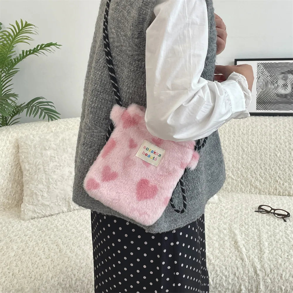 Cute Plush Dot Crossbody Bags for Women | Portable Shoulder Bag