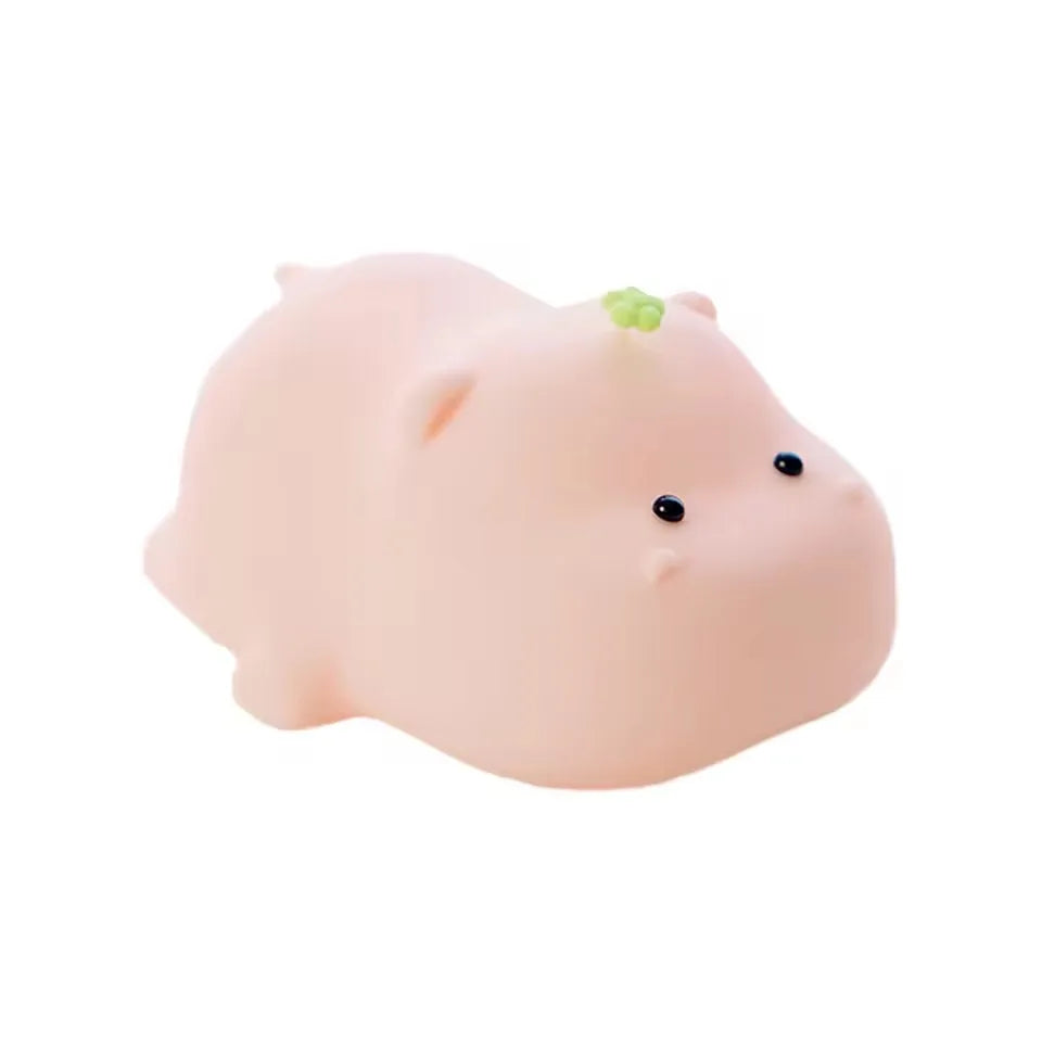 Cute Pink Hippo Night Light | Portable Silicone Kids Lamp
