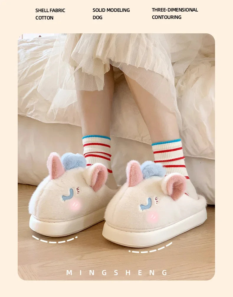 Funny Fluffy Platform Slippers | Cozy Cartoon Indoor/Outdoor Shoes