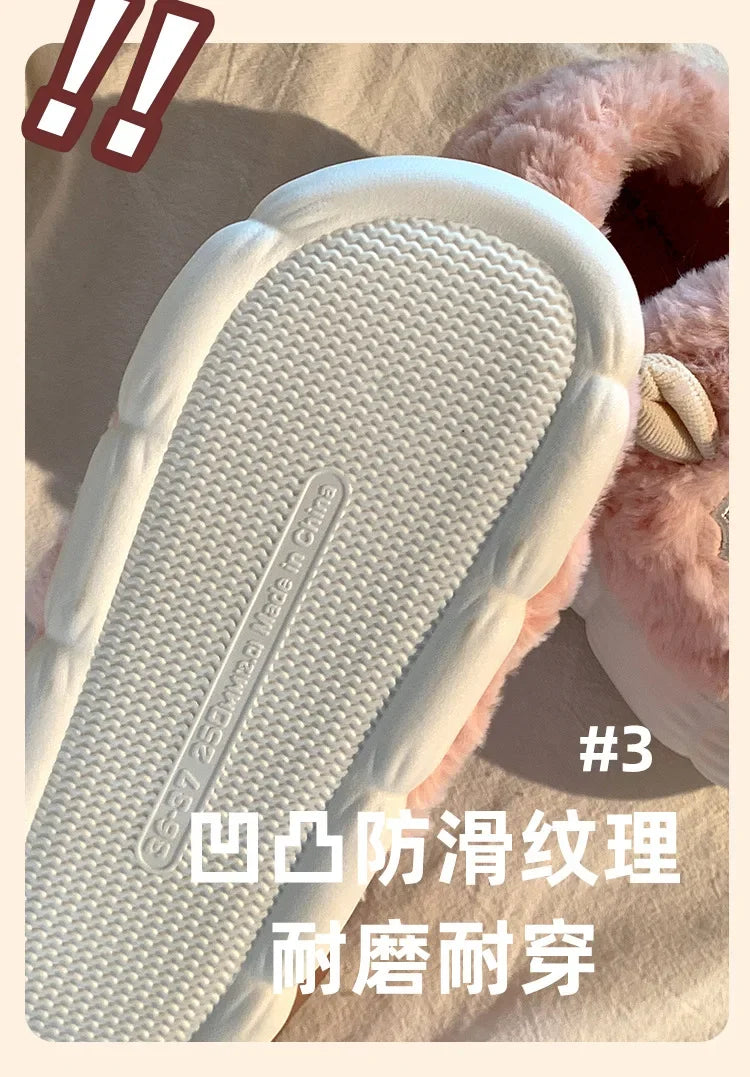 Cute Sheep Plush Slippers | Warm Faux Fur Indoor/Outdoor Shoes