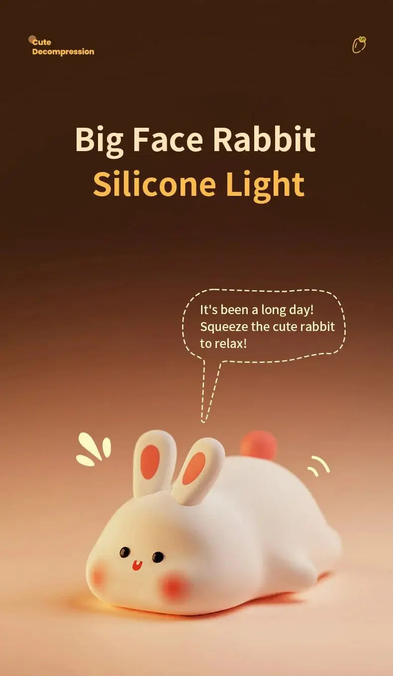 Cute Piggy Bunny Night Light | Soft Silicone Lamp for Kids