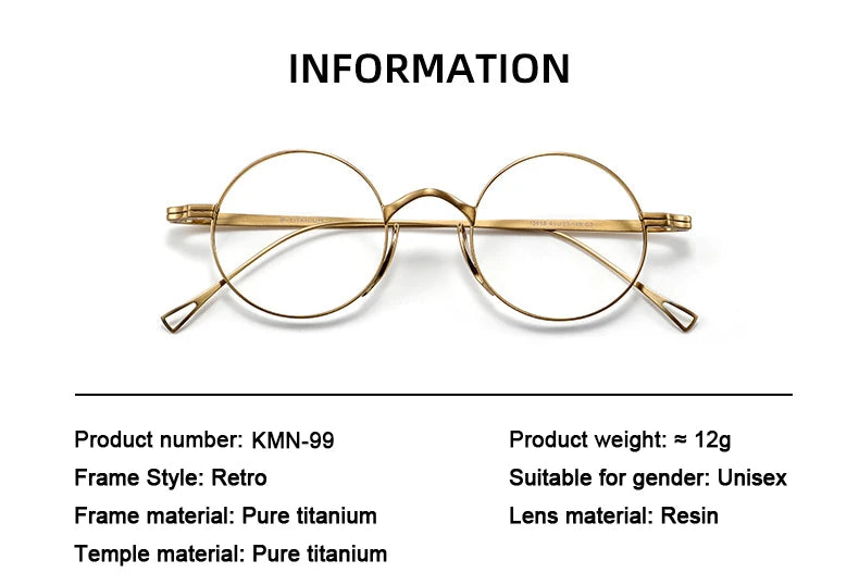 Ultra-Light Titanium Round Glasses Frames | Retro Unisex Eyewear