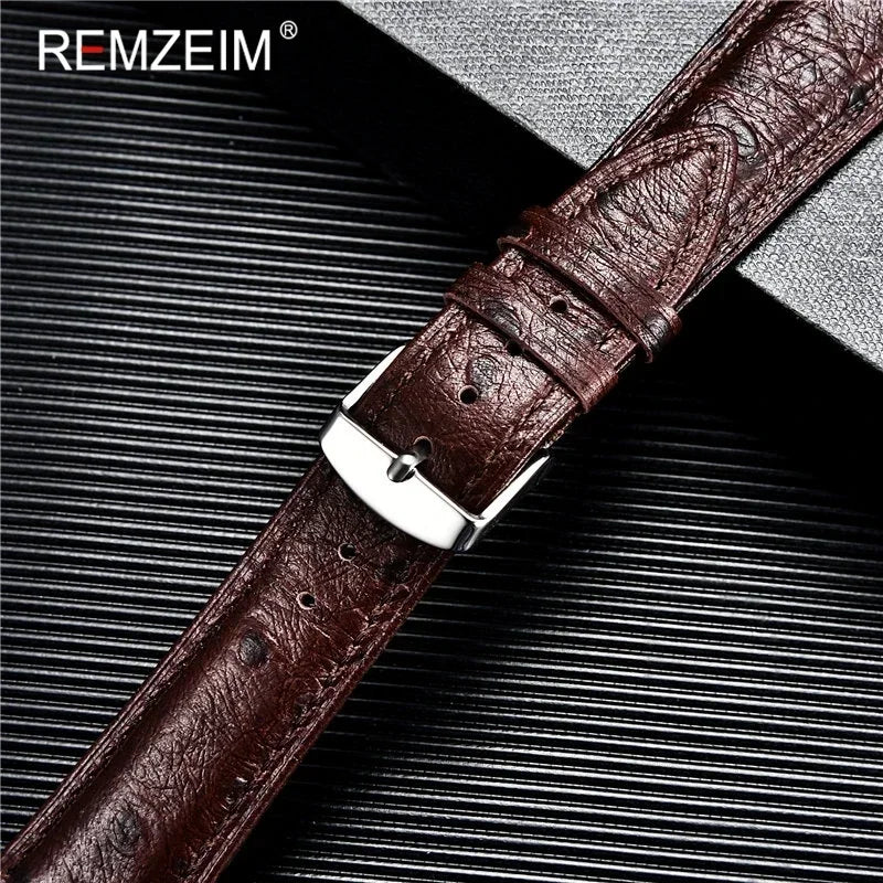 Colorful Ostrich Pattern Cowhide Leather Watch Strap | Quick Release