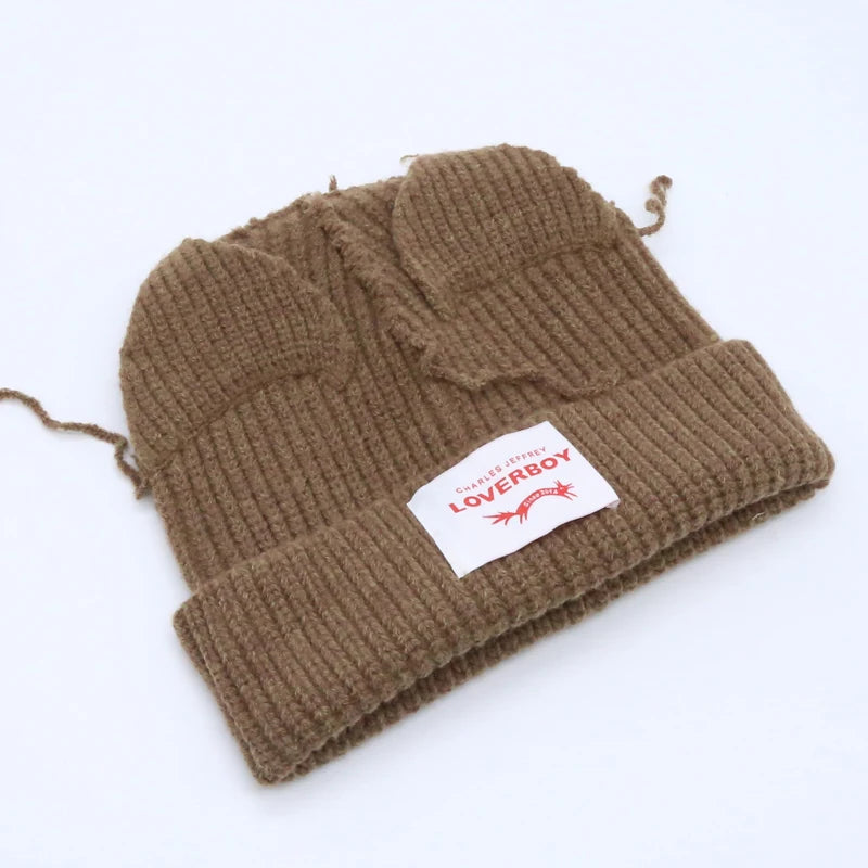 Unisex Long Fox Ears Knitted Beanie | Y2K Bunny Rabbit Hat