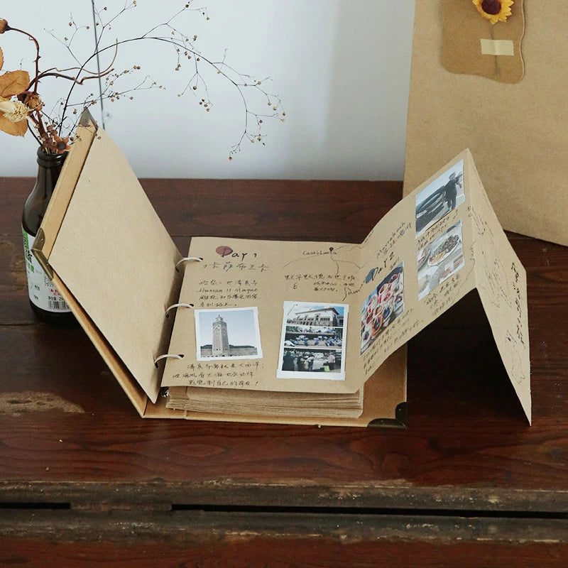 Retro Kraft Paper Cover Photo Album | Wedding Guest Book & Scrapbook