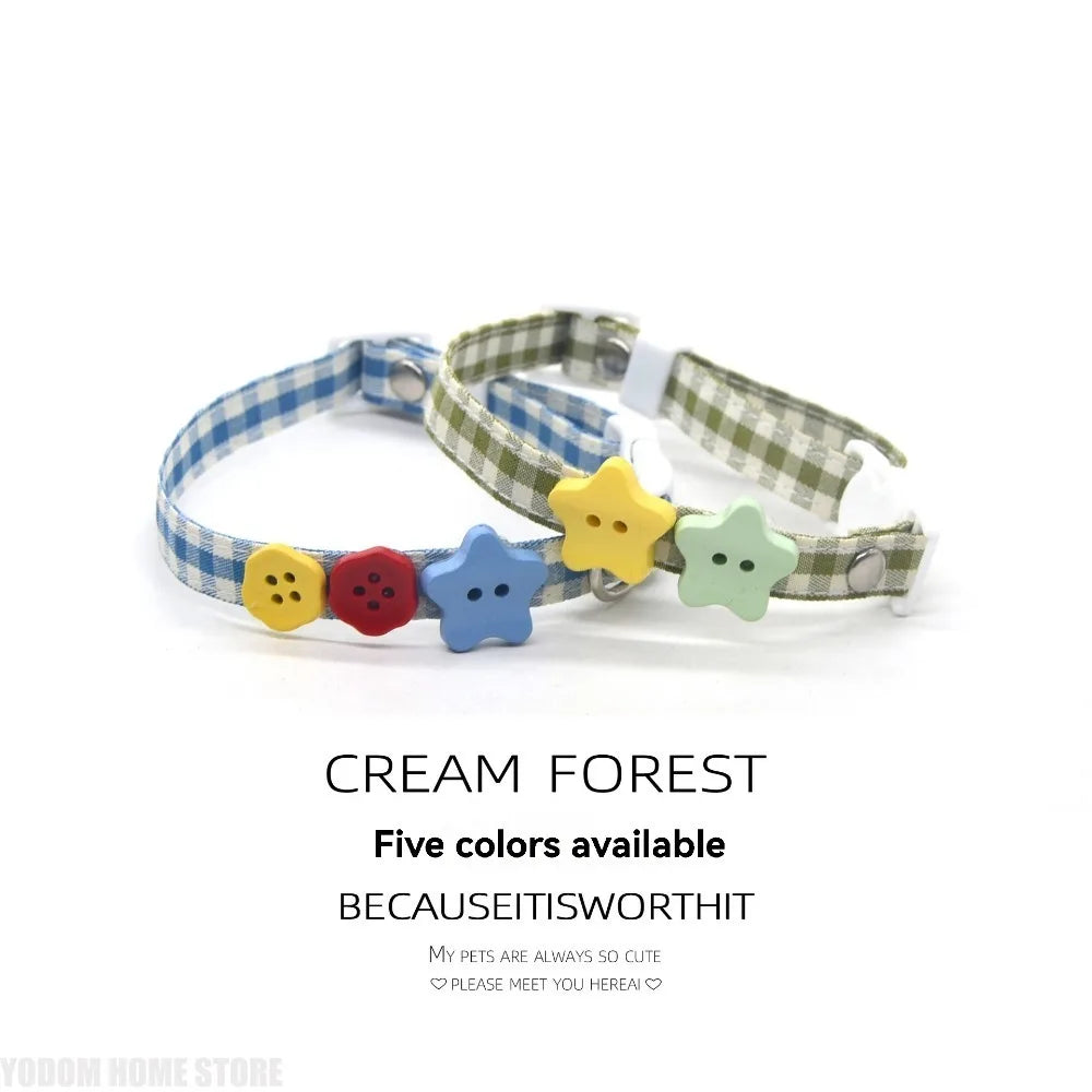 Plaid Pet Collar Necklace | Trendy Cartoon Style with Safety Buckle