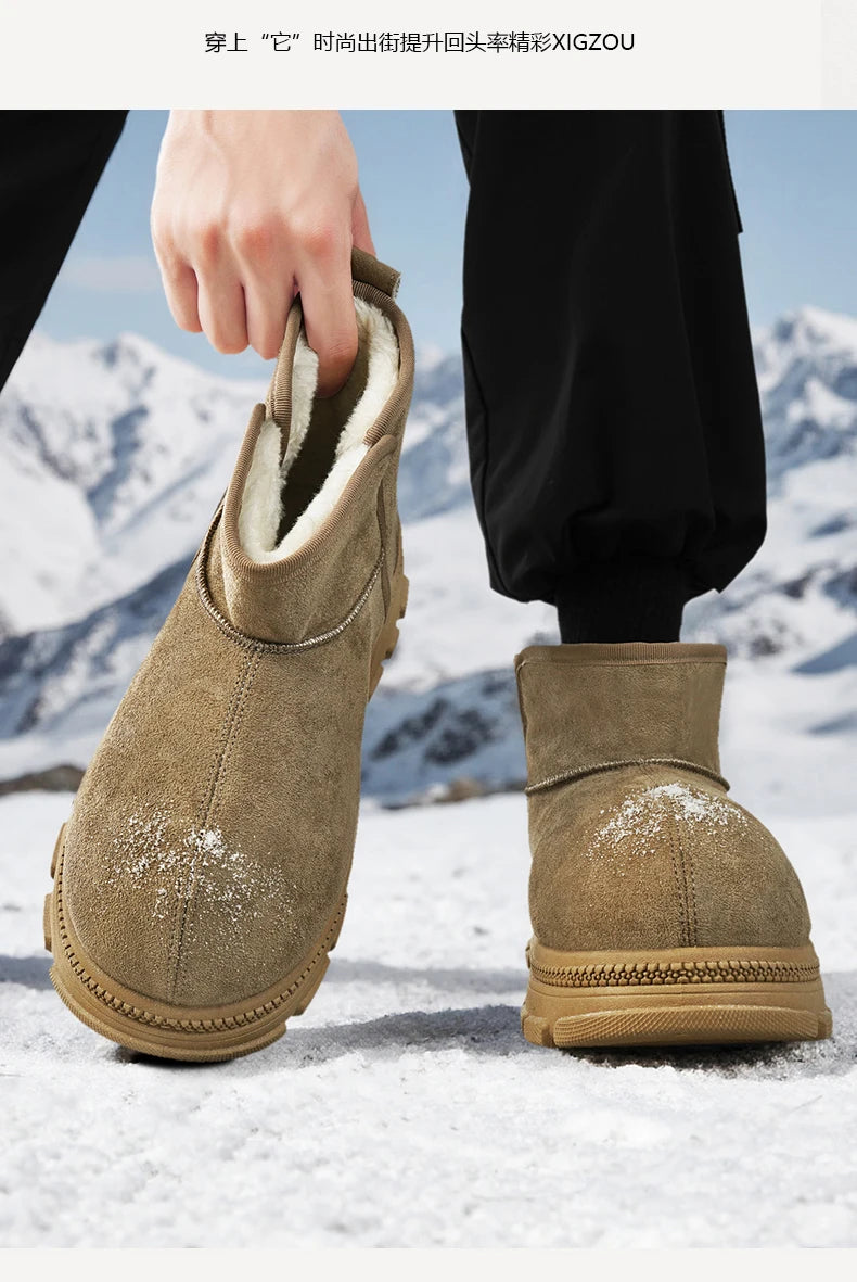 Men's Warm Plush Snow Boots | Cozy Mid-Calf Winter Footwear