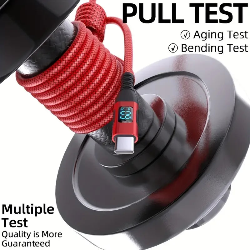 60W USB A to Type C Fast Charging Cable with Digital Display