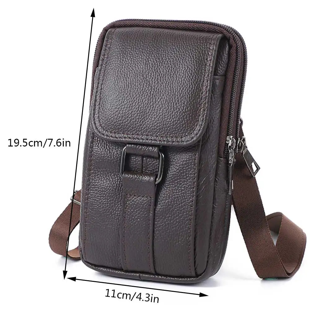 Bolso bandolera de piel de vacuno para hombre | Elegante diseño multibolsillos
