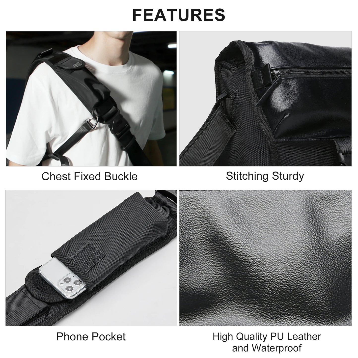 Bandolera multiusos para hombre | Mochila cruzada de gran capacidad
