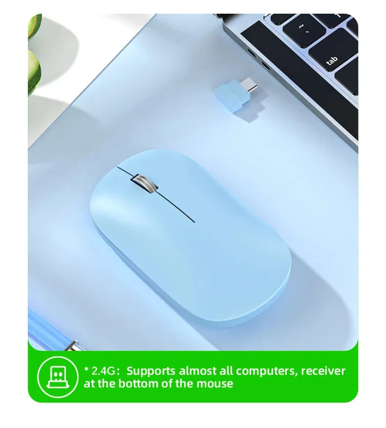 Silent Click Wireless Mouse | Ergonomic Portable Rechargeable Device