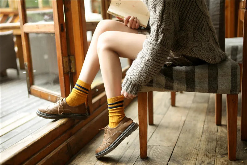 Stylish Women's Striped Long Socks | Comfortable Casual Footwear