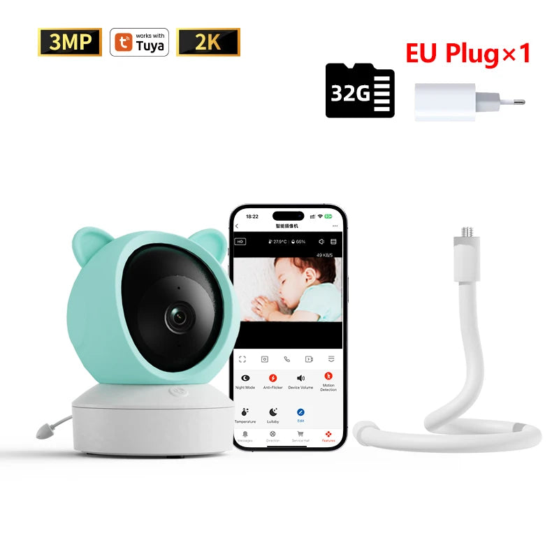 Smart Baby Monitor with 2K Camera & Night Vision for All Parents