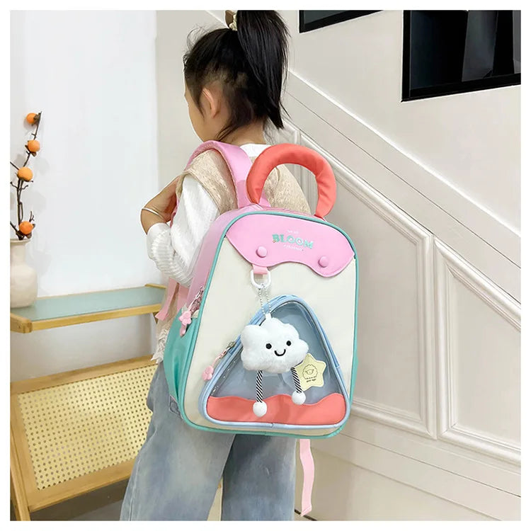 Lightweight Contrast Color Kindergarten Backpack | Cute Stylish Kids Bag