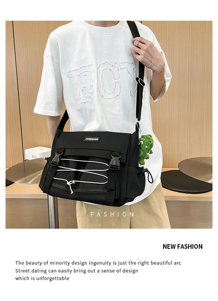 Bolso cruzado de nailon elegante para adolescentes | Bandolera multibolsillos