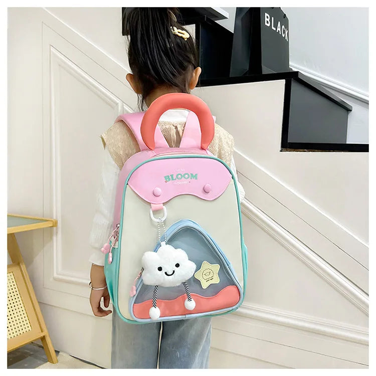 Lightweight Contrast Color Kindergarten Backpack | Cute Stylish Kids Bag