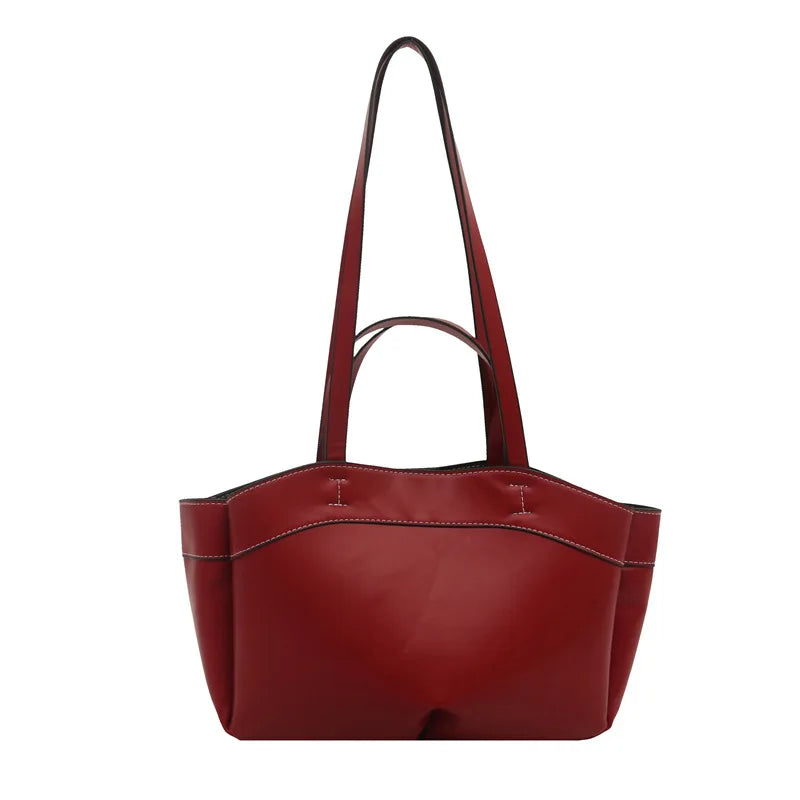 Trendy Women's Large Capacity PU Leather Tote & Crossbody Bag