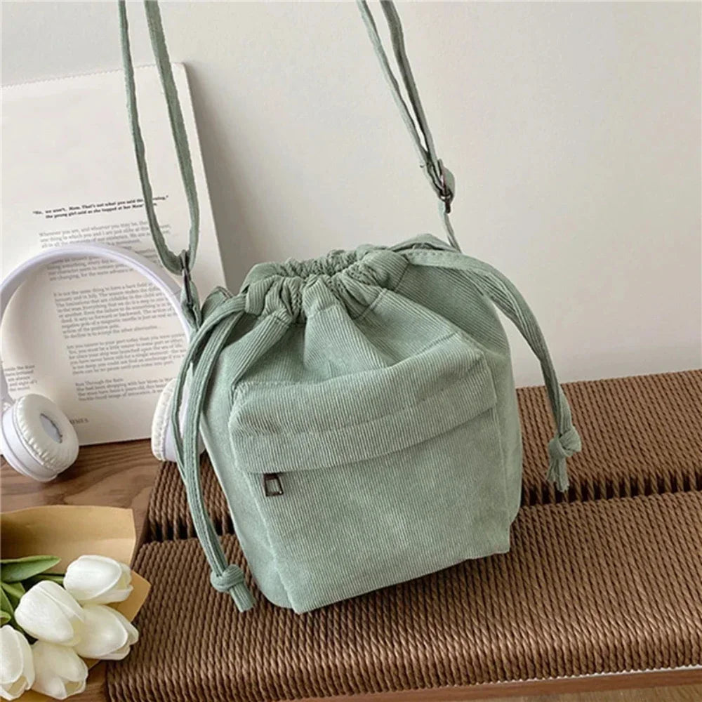 Women's Korean Style Drawstring Bucket Bag | Casual Crossbody