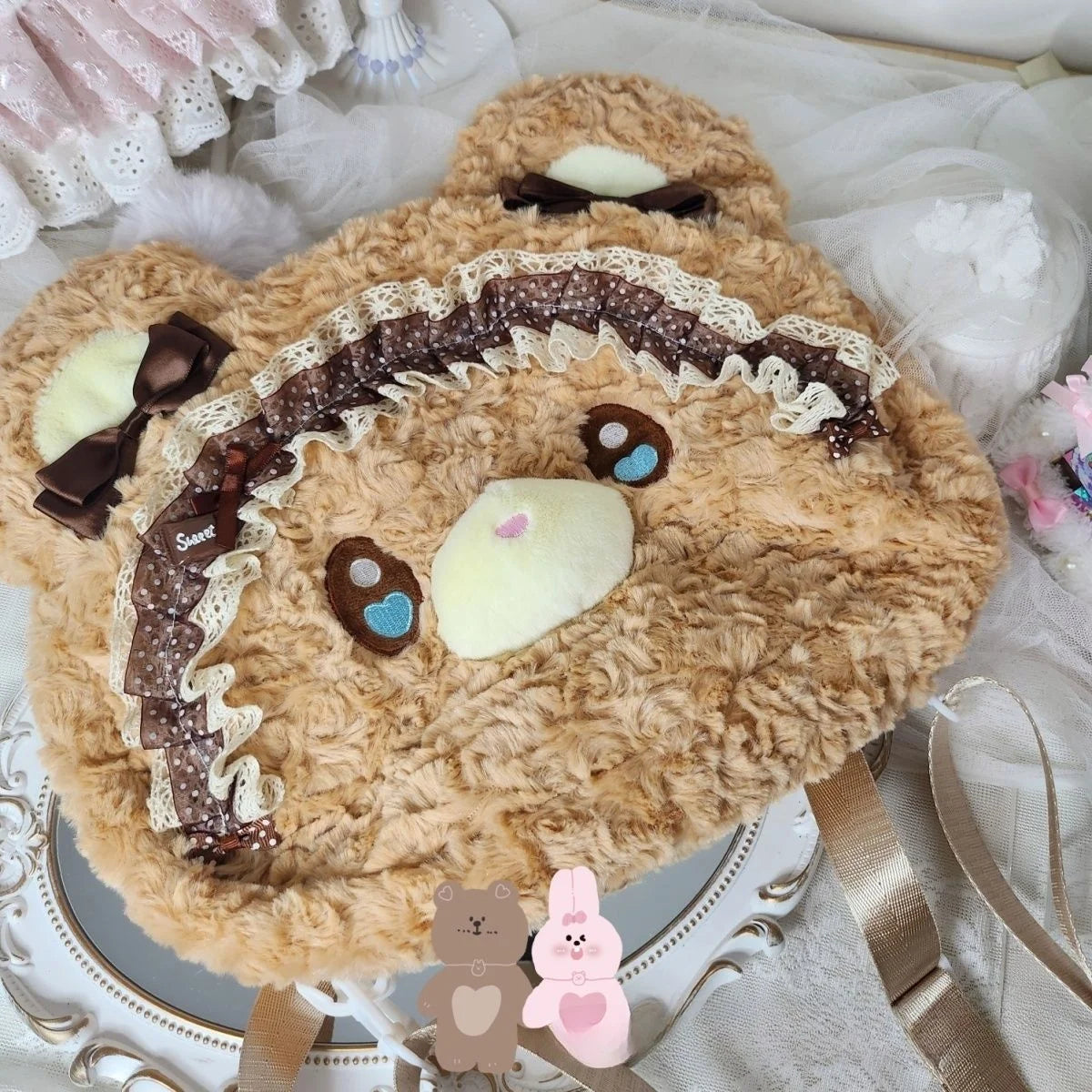 Cute Big Face Bear Plush Backpack | Spacious Women's Bag