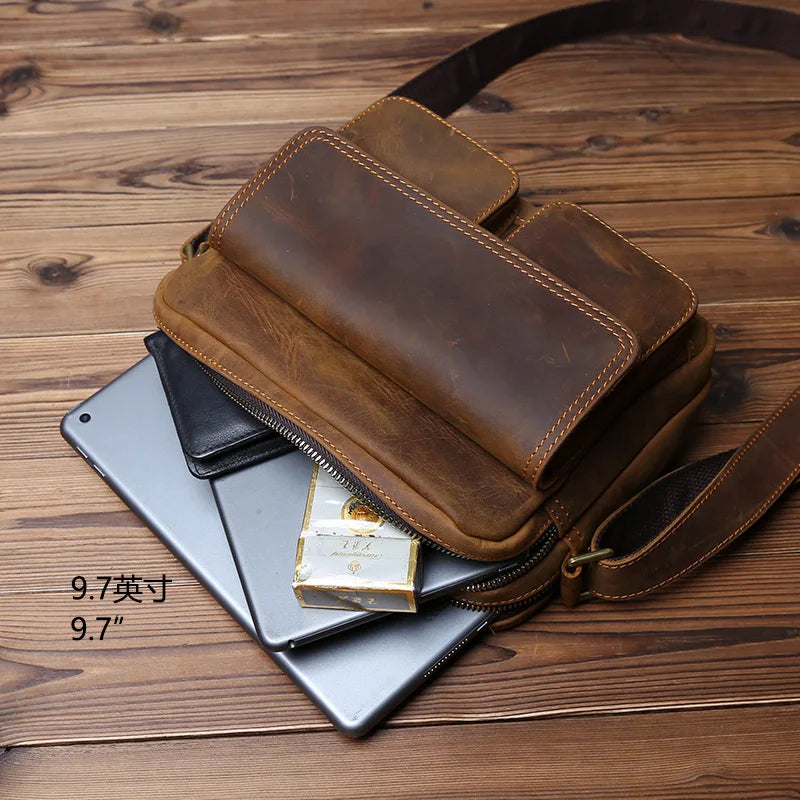 Retro Leather Messenger Bag for Men | Stylish and Functional