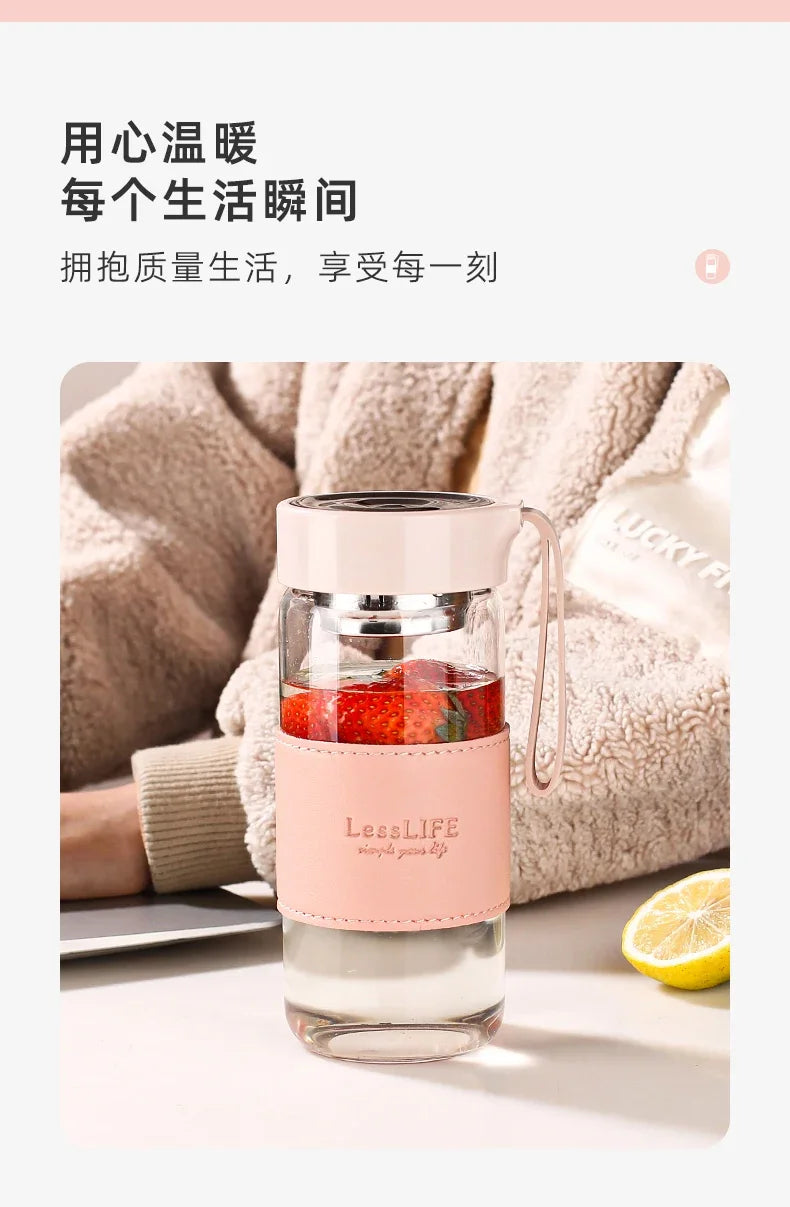 Japanese Style Glass Water Bottle with Tea Infuser | 480ml