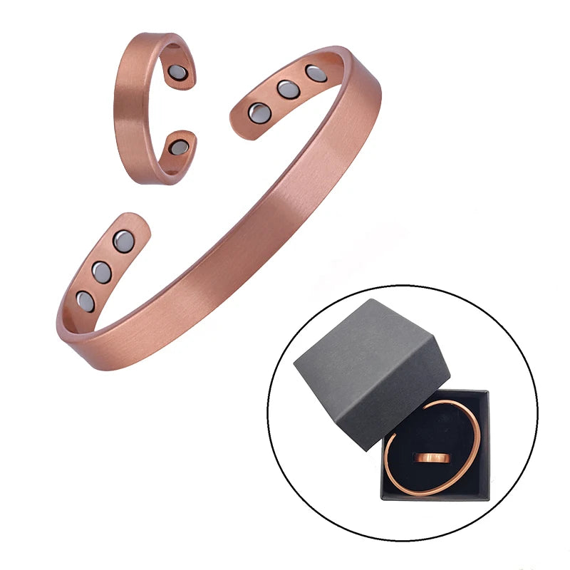 Pure Copper Magnetic Bracelets & Rings for Health & Style