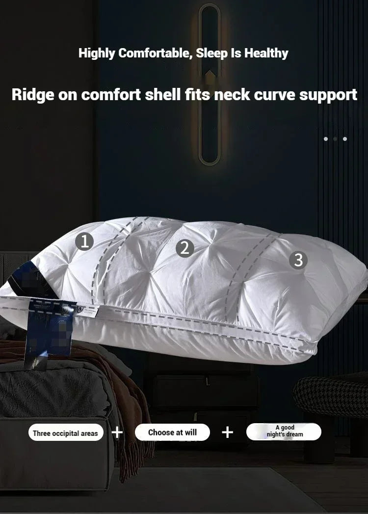 Luxury 100% Cotton Goose Down Pillow | Comfortable Bedding Gift