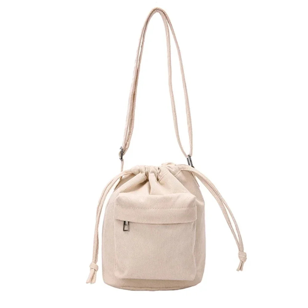 Women's Korean Style Drawstring Bucket Bag | Casual Crossbody