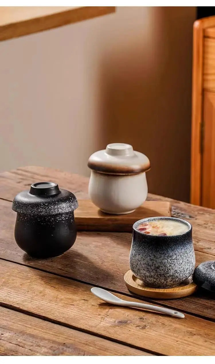Japanese Ceramic Small Stew Pot Set | Creative Tableware for One