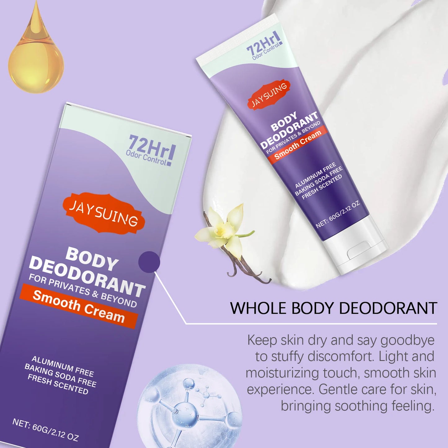 Whole Body Deodorant Cream | Lasting Odor Protection & Refreshing Aroma