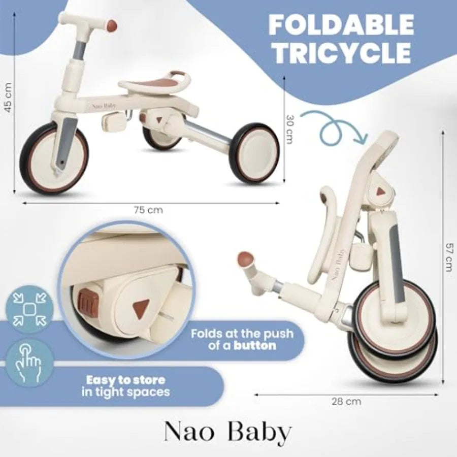 5-in-1 Convertible Toddler Tricycle | Red Folding Bike for Kids