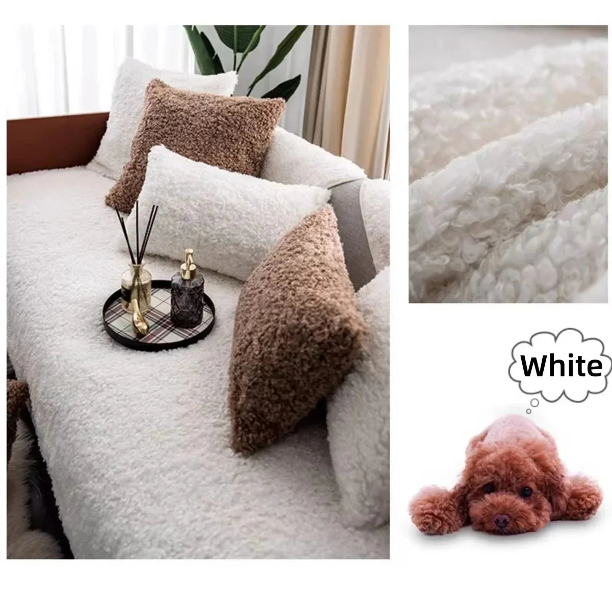 Thick Soft Fluffy Curling Sofa Cover | Anti-Slip Slipcover