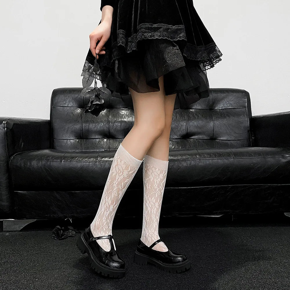 Charming Lace Medium Tube Socks for Women | Cute & Elegant Style